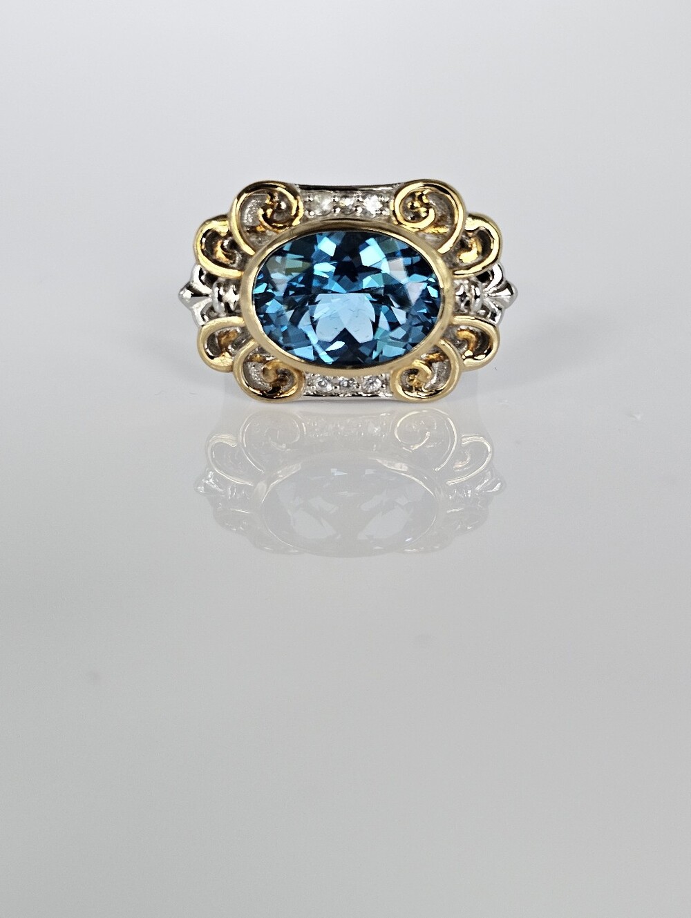 Earth Mined Swiss Blue Topaz Ring Palladium Sterling Silver 18k Sz 8! 💙💫 - Picture 9 of 15